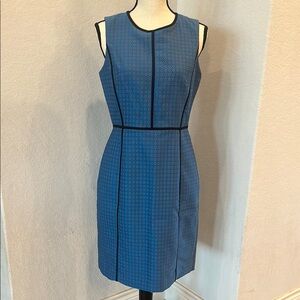 J. Crew Blue Sheath Midi Dress with Crew Neck for Work